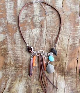 Necklace of genuine leather