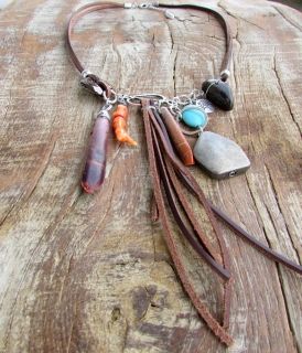 Necklace of genuine leather