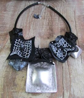 Art Necklace made of genuine leather