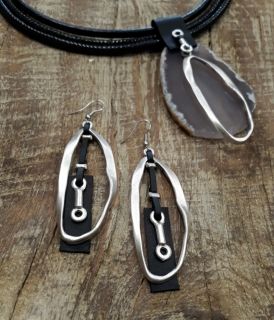 Earrings of genuine leather
