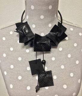 Genuine Leather Necklace - Squares.