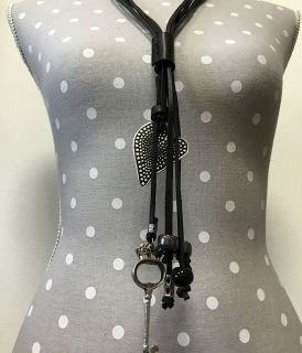 Long Leather Necklace - Key for the heart