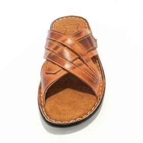 Men’s brown slippers and lining of genuine leather