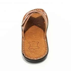 Men’s brown slippers and lining of genuine leather