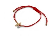 Червена гривна със златен елемент - Ангелче 