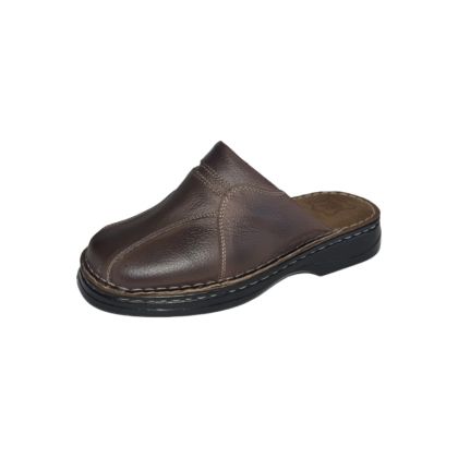BROWN MEN'S SLIPPERS FROM LEATHER 