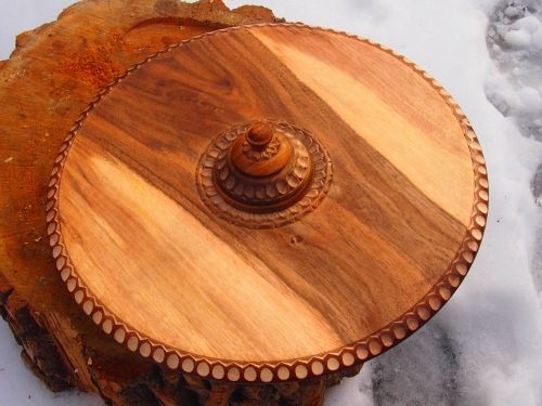 Hand-made wooden revolving tray and saltern