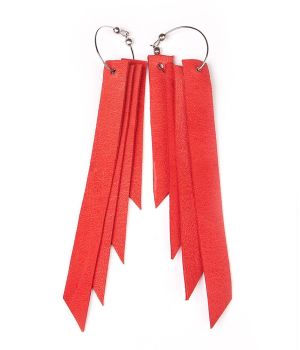 Обеци от кожа - Maya red