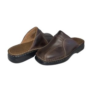 BROWN MEN'S SLIPPERS FROM LEATHER 