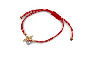 Червена гривна със златен елемент - Ангелче 